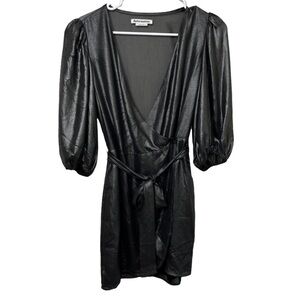 Reformation wrap mini cocktail dress metallic